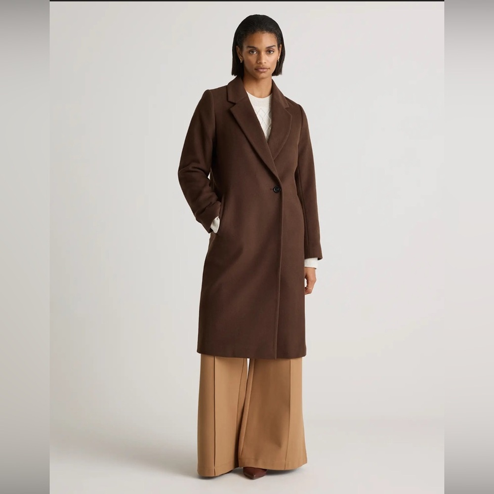 Quince Chocolate Brown Single Breasted Women's Coat NWT